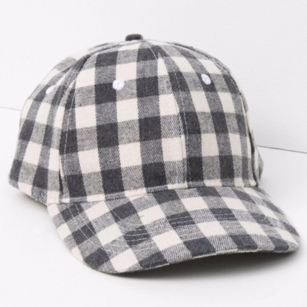 NEW Cocus Pocus Buffalo Check Baseball Cap Hat Black Off-White